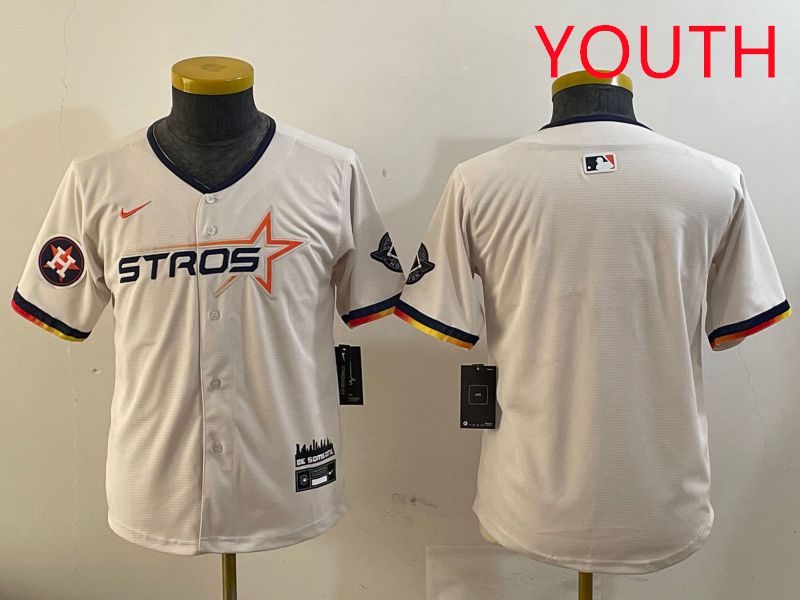 Youth Houston Astros Blank Cream three generations Joint Name 2025 Nike MLB Jersey style 4141